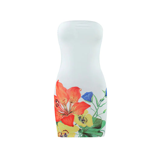 Floral Print Strapless Dress
